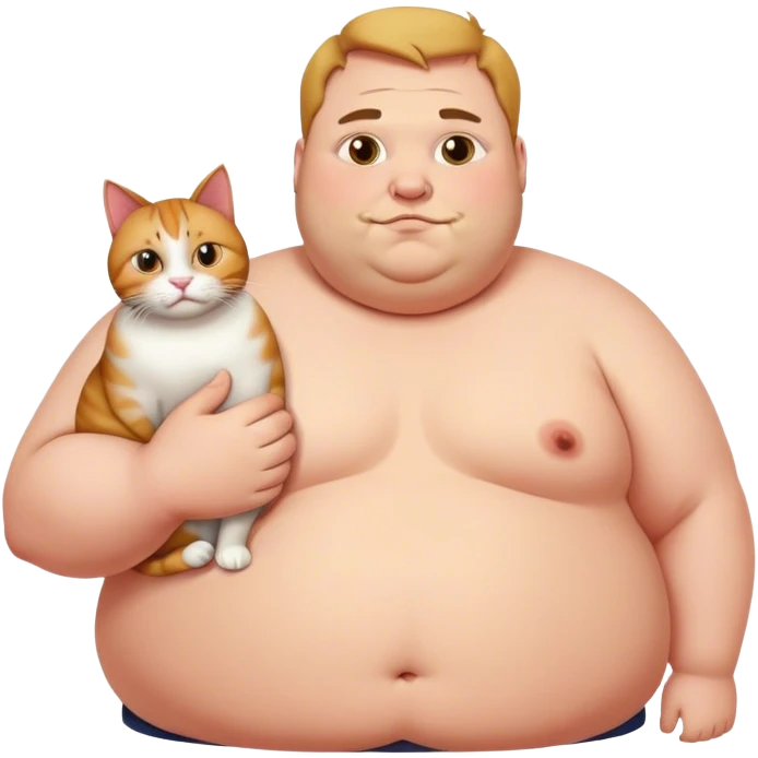 Fat man with a cat emoji