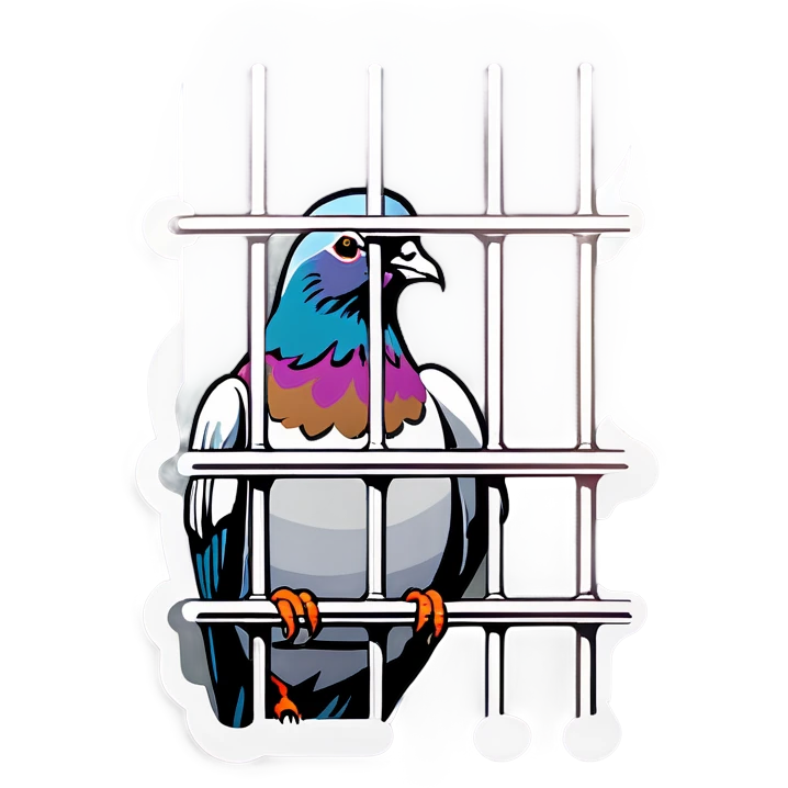 Pigeon behind bars emoji