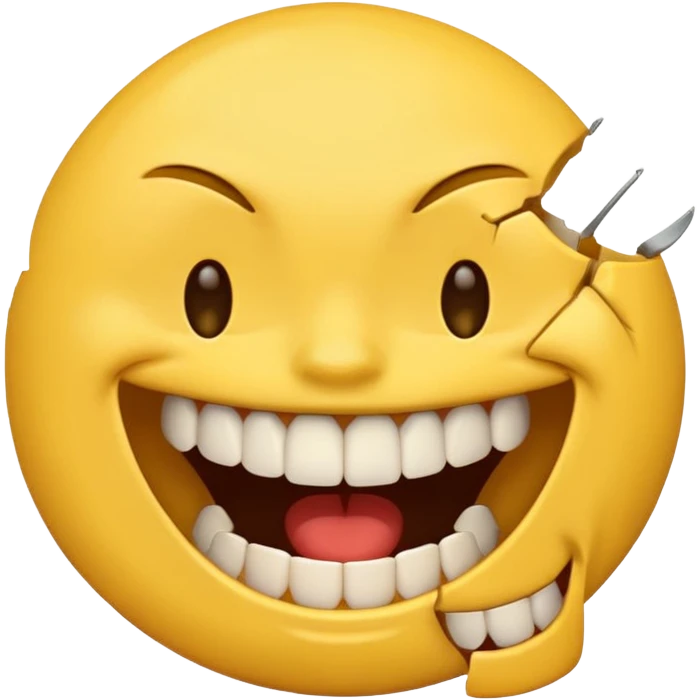 Un emoji normal qui rit avec des dents cassées emoji
