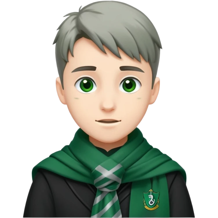 Student in Slytherin uniform with green and silver scarf falling over emoji