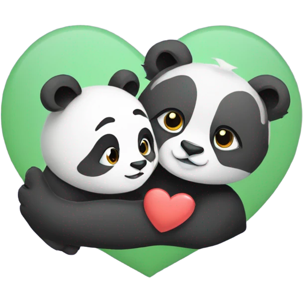 Panda and lion with heart, cute  emoji