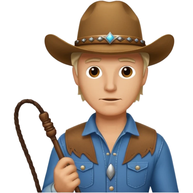 Give this emoji 🤠 a whip make it a white guy with a whip  emoji