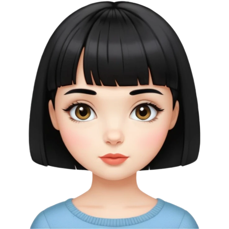 Gorgeous french girl short french haircut baby bangs black hair Amelie Beautiful Blushing Petite Girl with beautiful hair aesthetic emoji