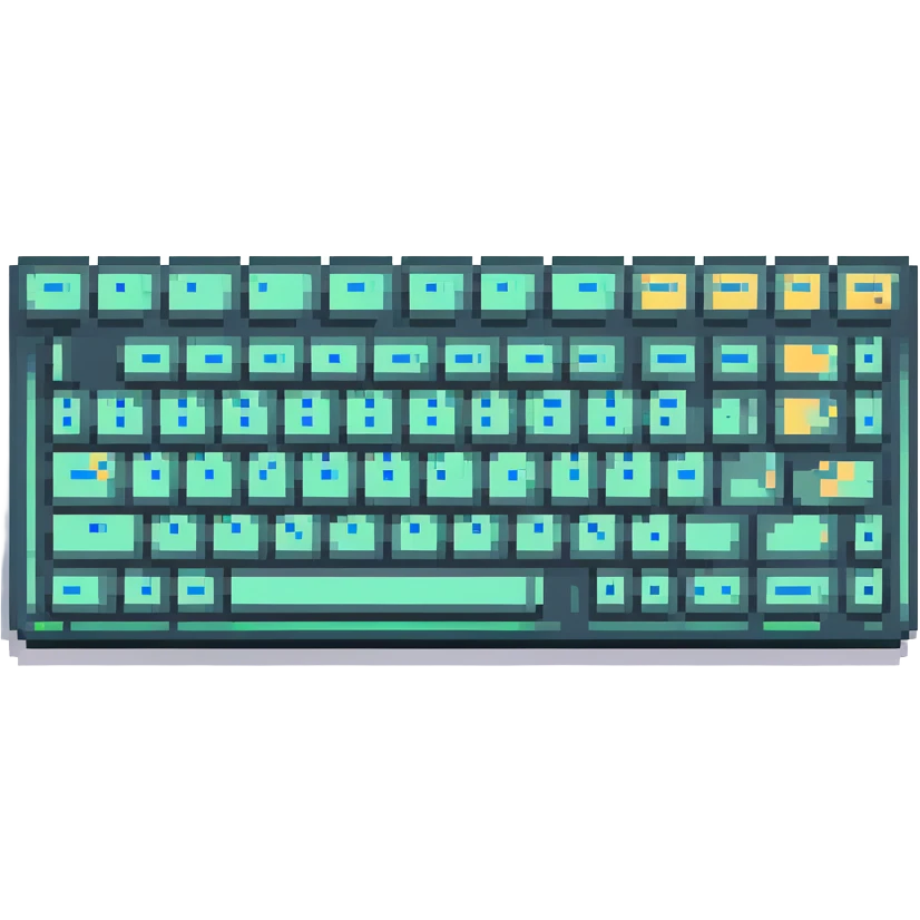Pixel keyboard with glowing keys or a glowing screen in dark mode emoji