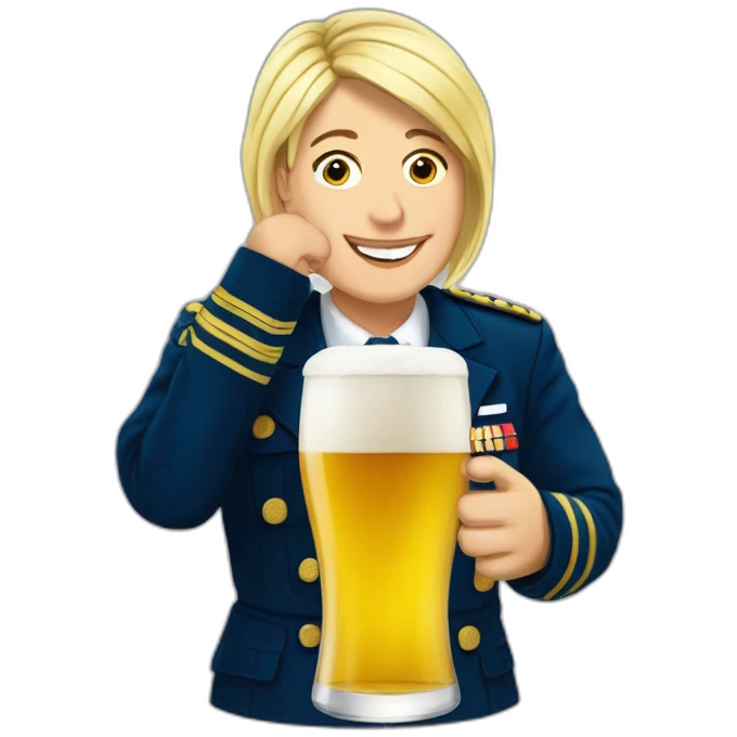 Marine lepen avec une bière emoji