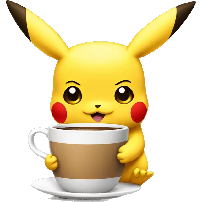 Pikachu drinking coffee emoji