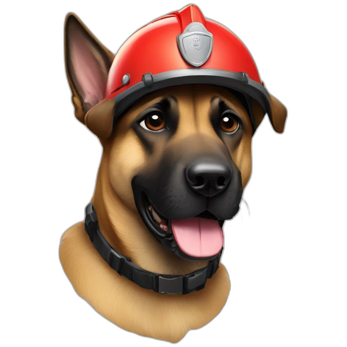 Berger belge malinois avec casque pompier emoji