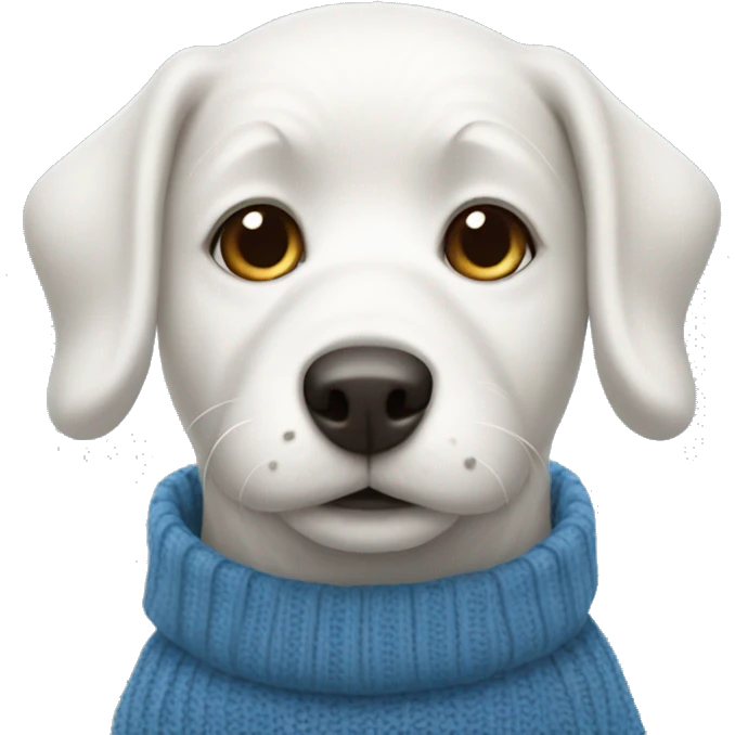 white dog in a blue sweater emoji