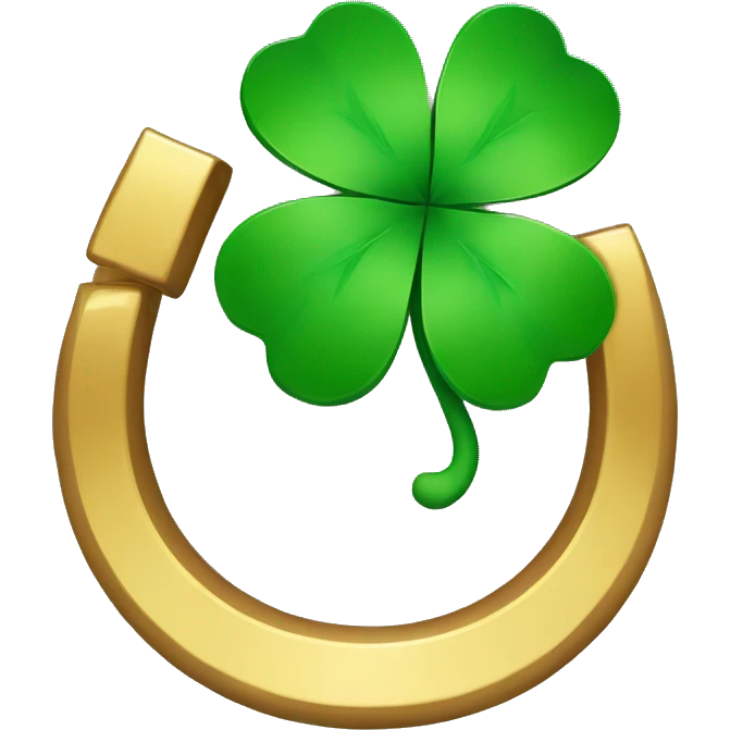 Gold horseshoe with four leaf clover  emoji