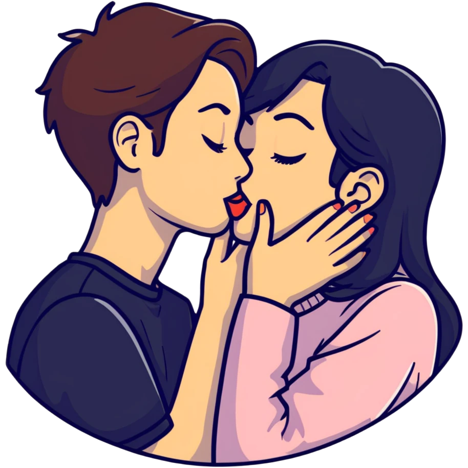 Girl kissing her boyfriend emoji