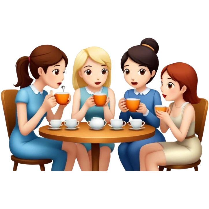 friends drinking tea and gossiping emoji