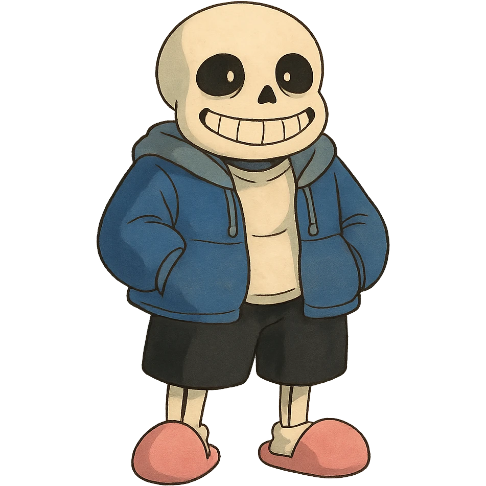 ghibli style Sans the skeleton from Undertale emoji