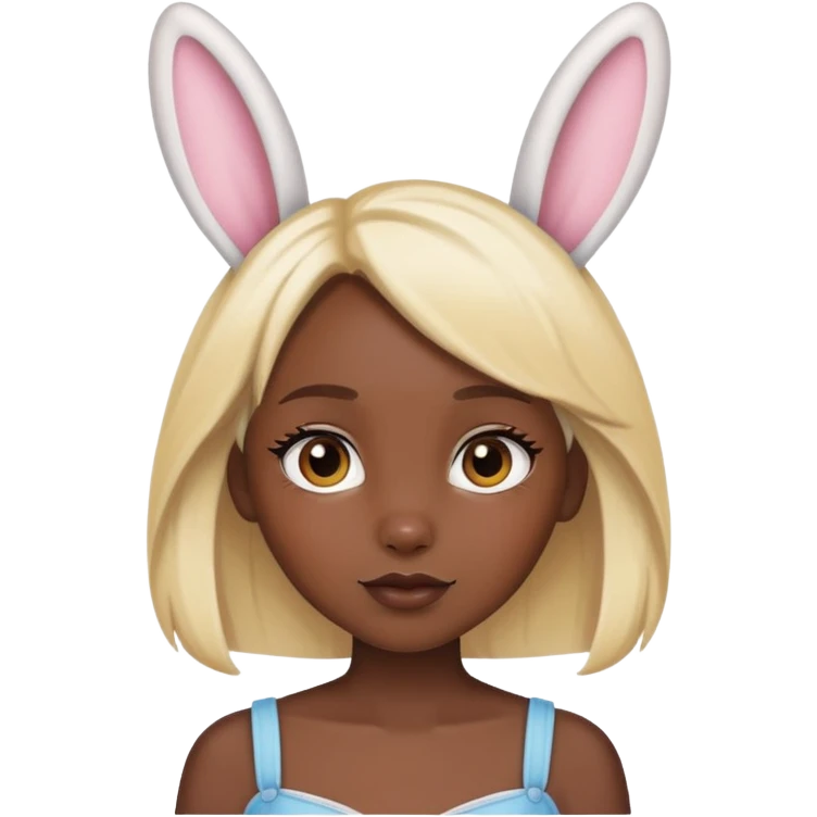 blonde girl with dark skin bunny ears emoji