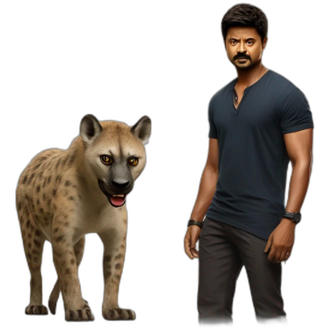 Thalapathy vijay with hyena from the movie leo emoji