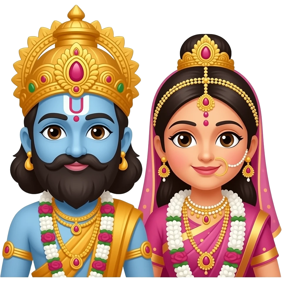 A small emoji for rama weds sita in which lora rama and queen sita should be there emoji