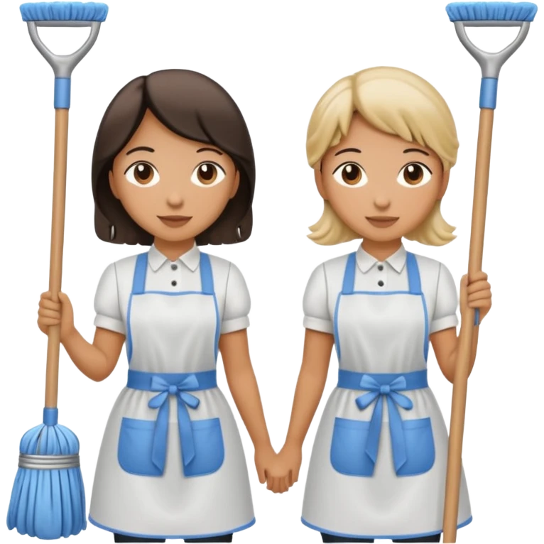 two maids are holding the mop emoji