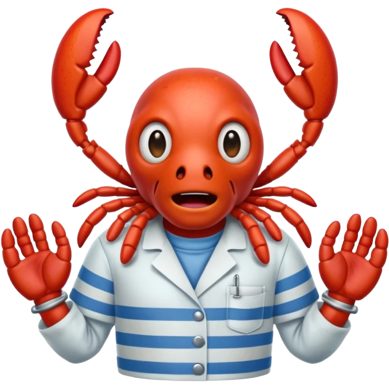 Scared lobster (I’m talking terrified) in jail scrubs emoji