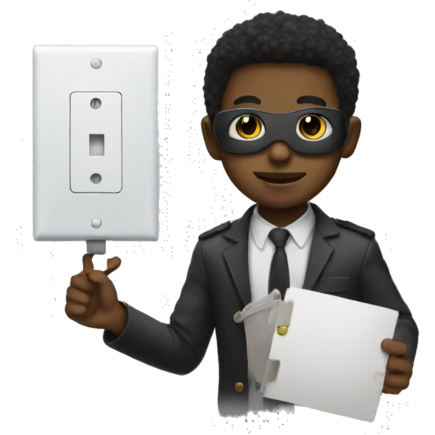 Young black guy with mask holding a light switch  emoji