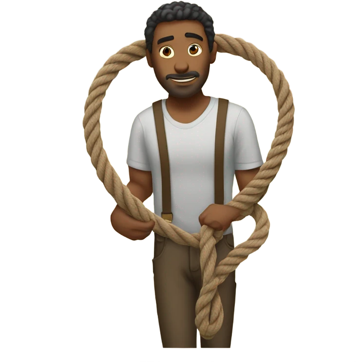 Man holds two rope emoji