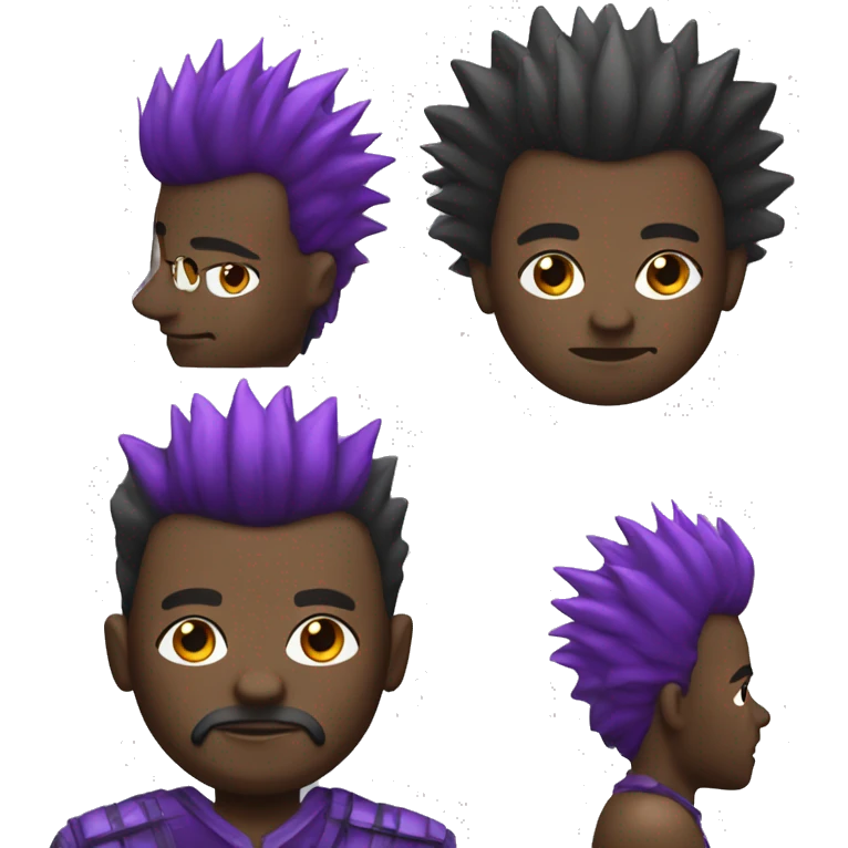 Black man with purple spikes Mohawk  emoji