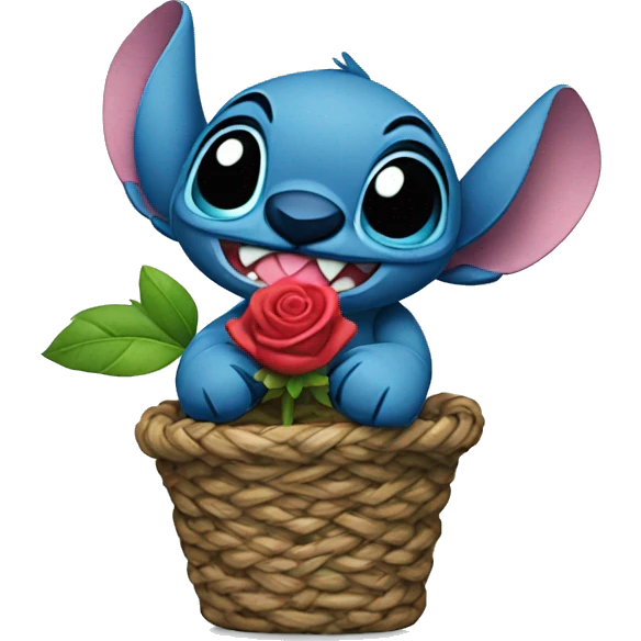 stitch with a rose emoji