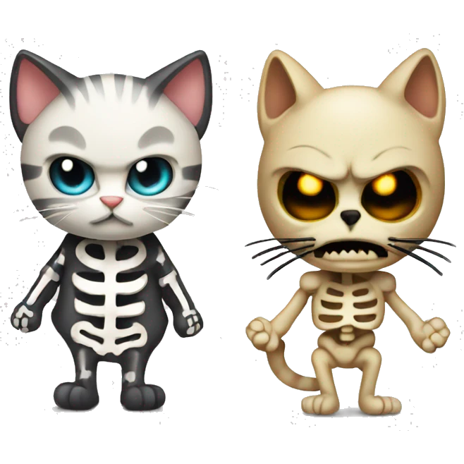 cat and angry skeleton emoji