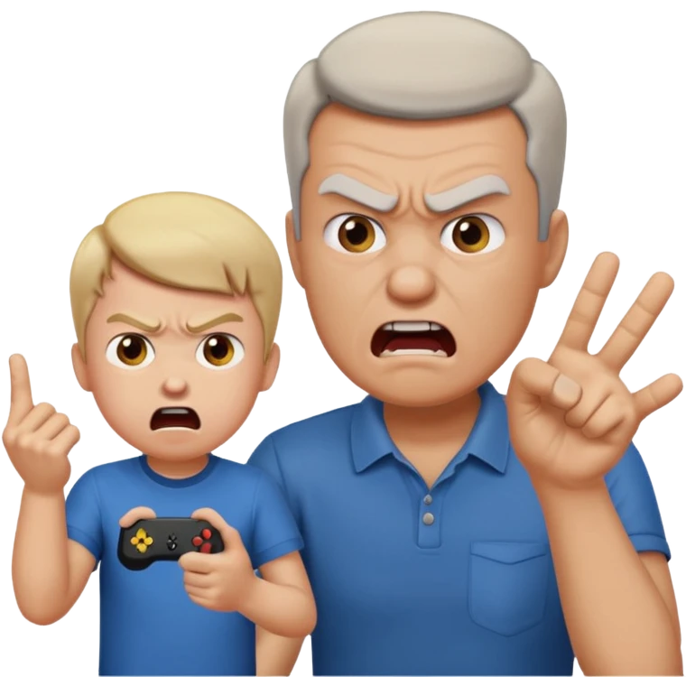 Dad scolding his son for playing video games emoji