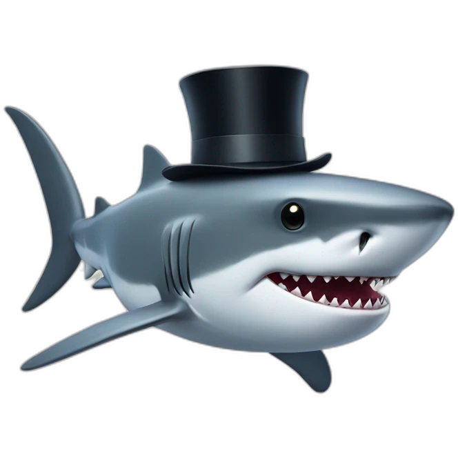 Shark with a top hat emoji