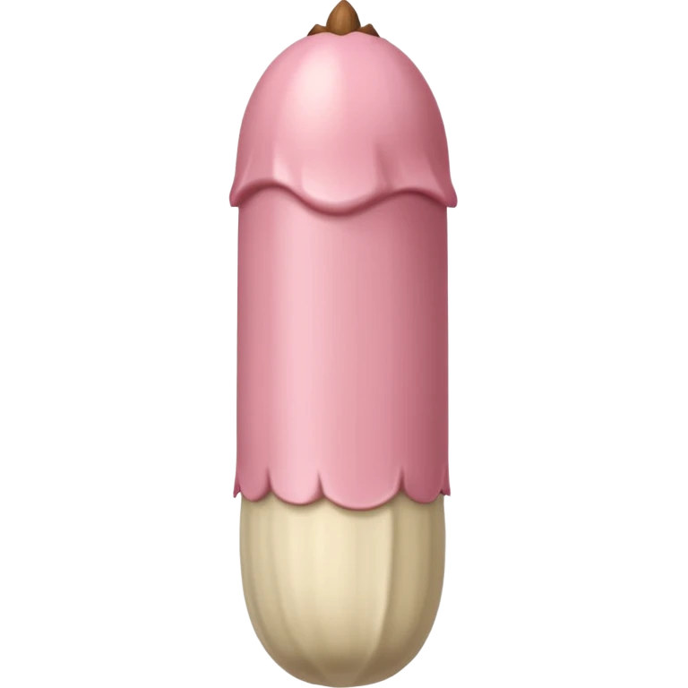 cylindrical skin tone beige-pink penis shaft, no face. at top of penis, add glans tip that is covering approximately 1/8th length of the penis, beige pink acorn-like shaped tip and corona line. at the bottom end/base of penis make it flat. add veiny detail on penis shaft emoji