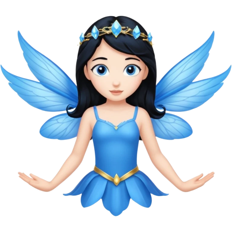 Flying blue fairy with black hair and blue eyes emoji
