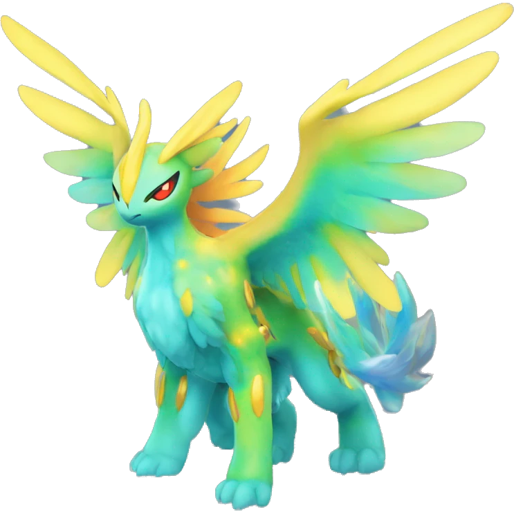 Celestial Colorful Vibrant Colors Flying Advanced Fakémon-Legendary-Pokémon-Creature Full Body emoji