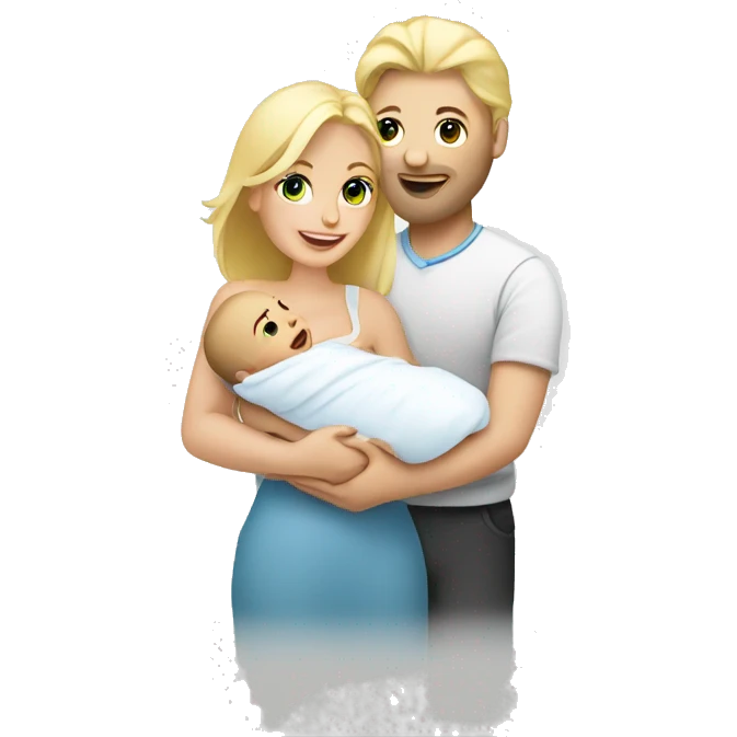 blonde european couple holding newborn emoji