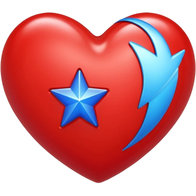 A shiny red heart with a blue star inside emoji
