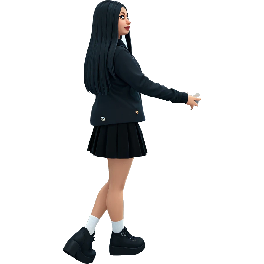 girl in black skirt indoors emoji