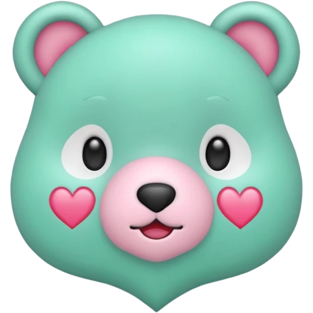 Oso gummy color verde agua  corazón rosa kawaii emoji