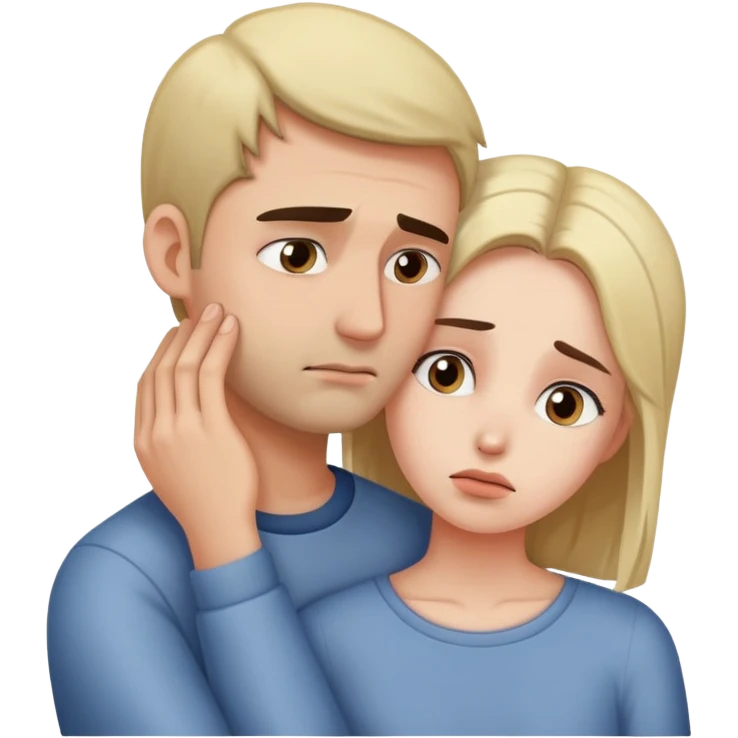 	“A woman gently strokes a sad man’s head to comfort him.” emoji