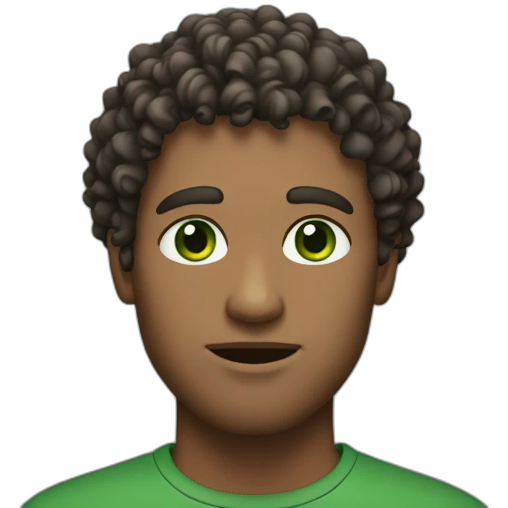 man with curly hear , green eyes emoji