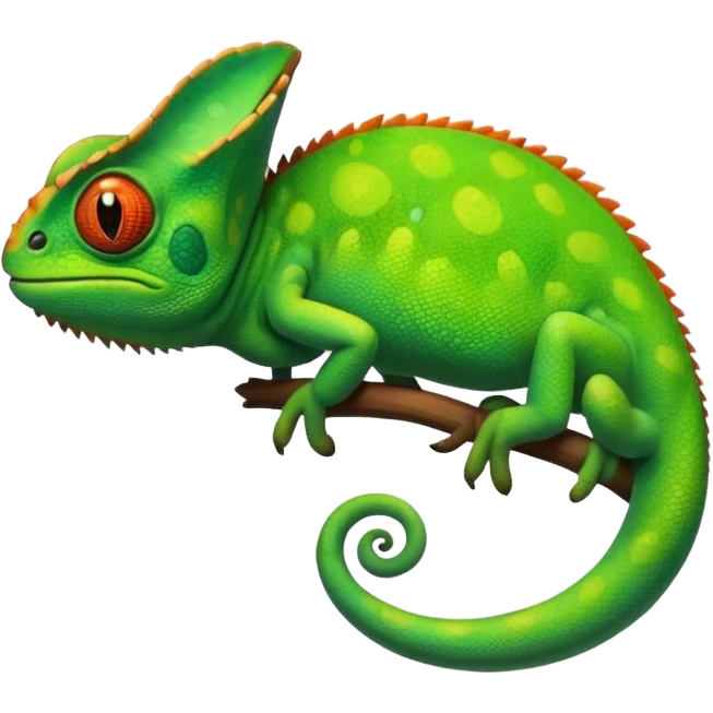 please create an animated color changing emoji that can be used as favicon . the default colour must be green and then its colour must change. the chemeleon should look to the left side. The chemeleon should look happy. The colour of the chemeleon is not changing emoji
