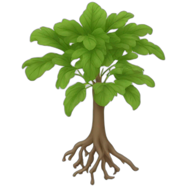 Only Brown root, white background emoji