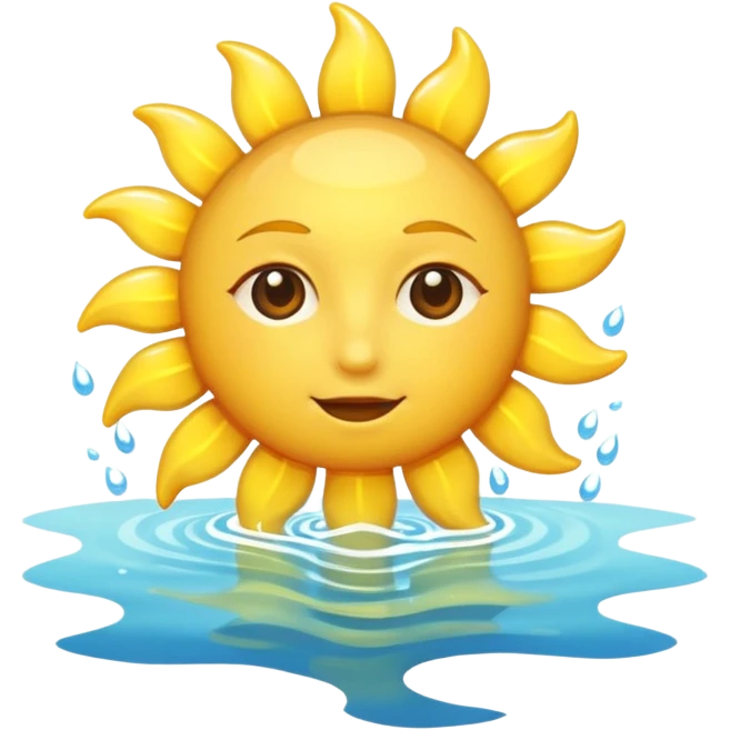 Sun with water below it  emoji