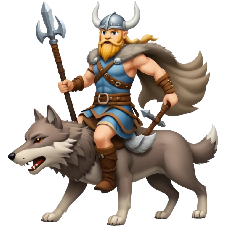 Viking Warrior Riding A Wolf  emoji