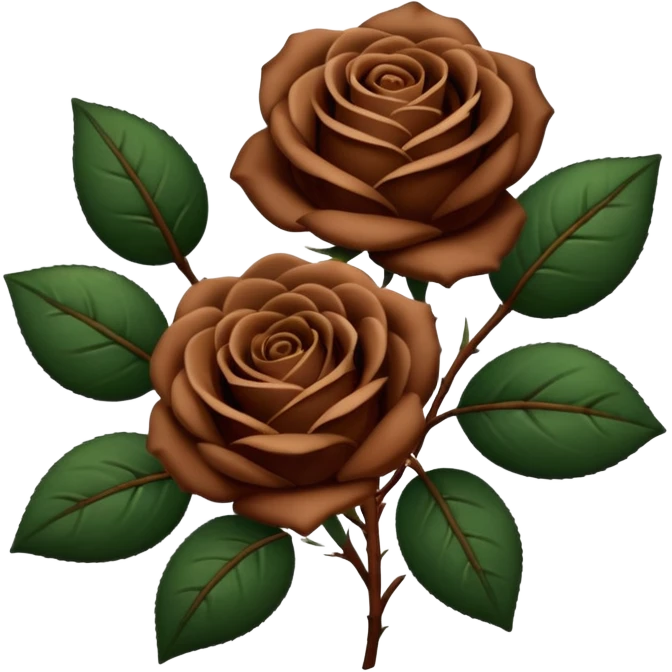 Brown roses with dark green leaves  emoji