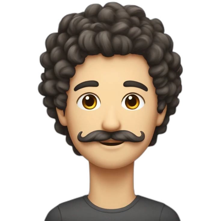 Un homme de 18 ans avec un bouc et une moustache, des cheveuxlon bouclés, il a un keffyieh sur la tête emoji