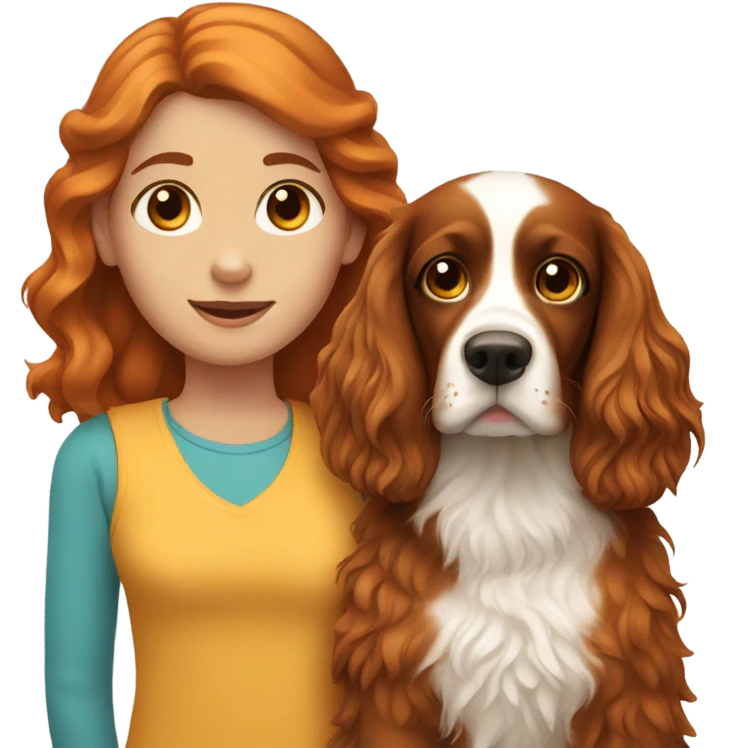  girl with ginger russian spaniel  emoji
