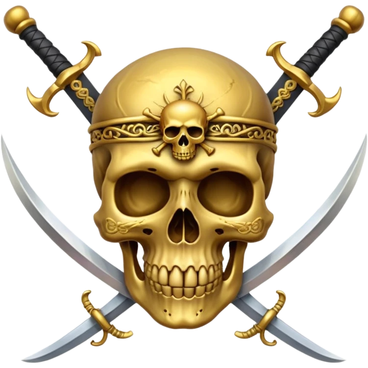 gold skull with swords emoji