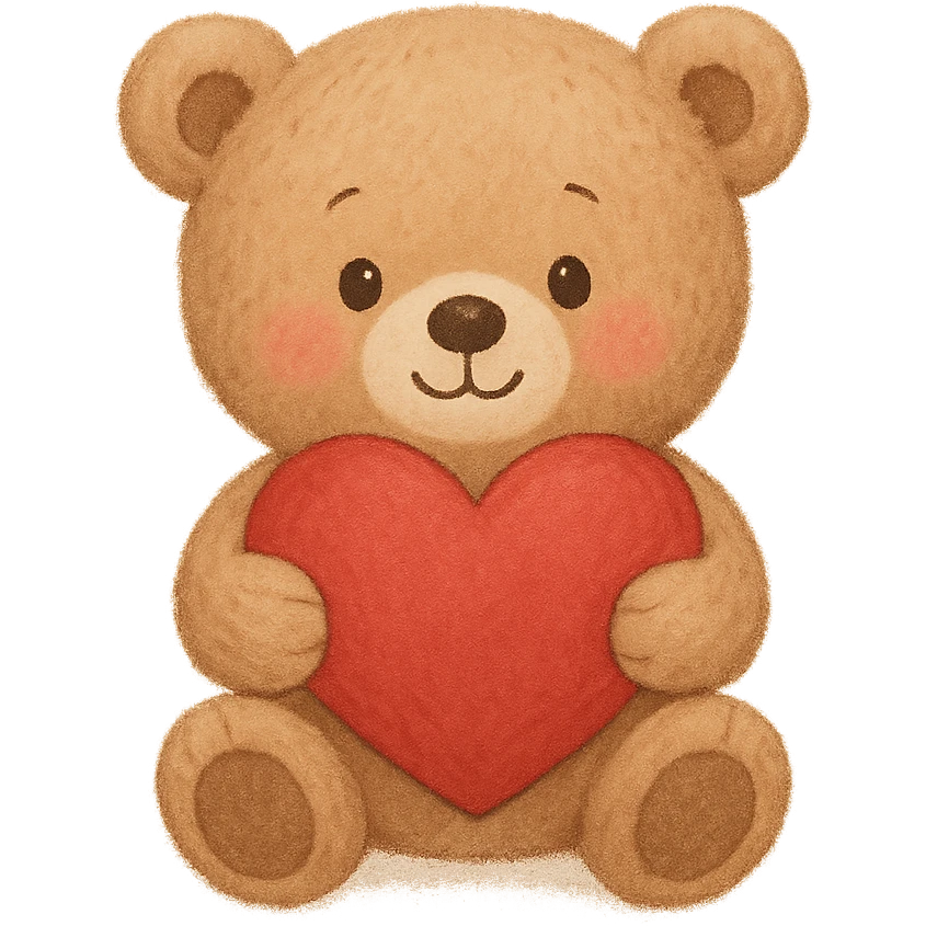 teddy bear holding a heart, no background emoji