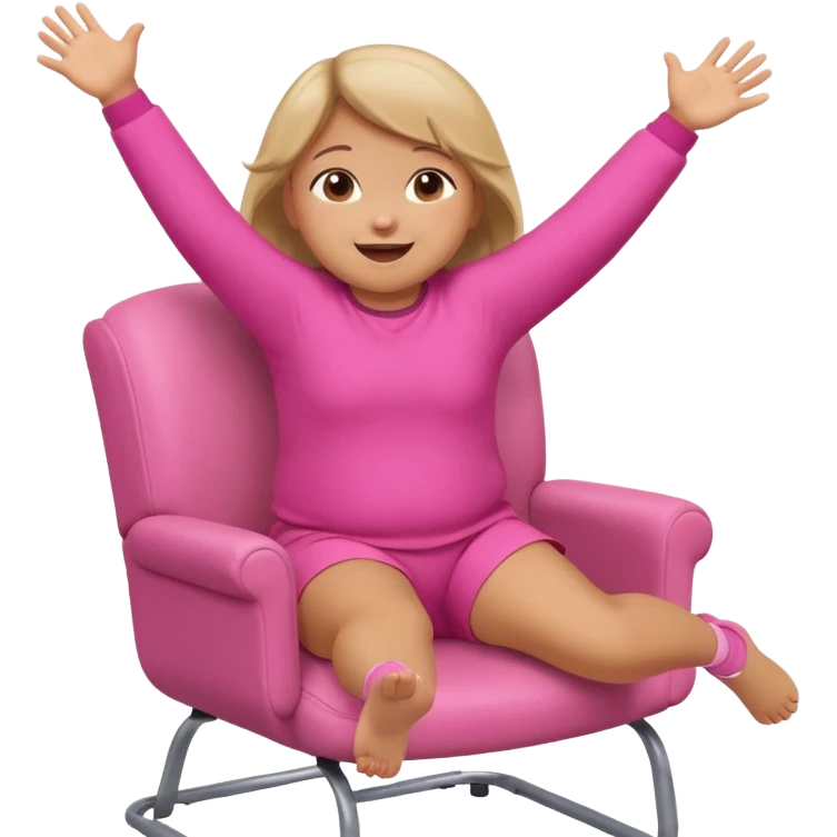 Little Girl fat but not too fat standing but falling off of a chair half in the air chair with pink clothes on standing on chair but fell off not touching chsir emoji