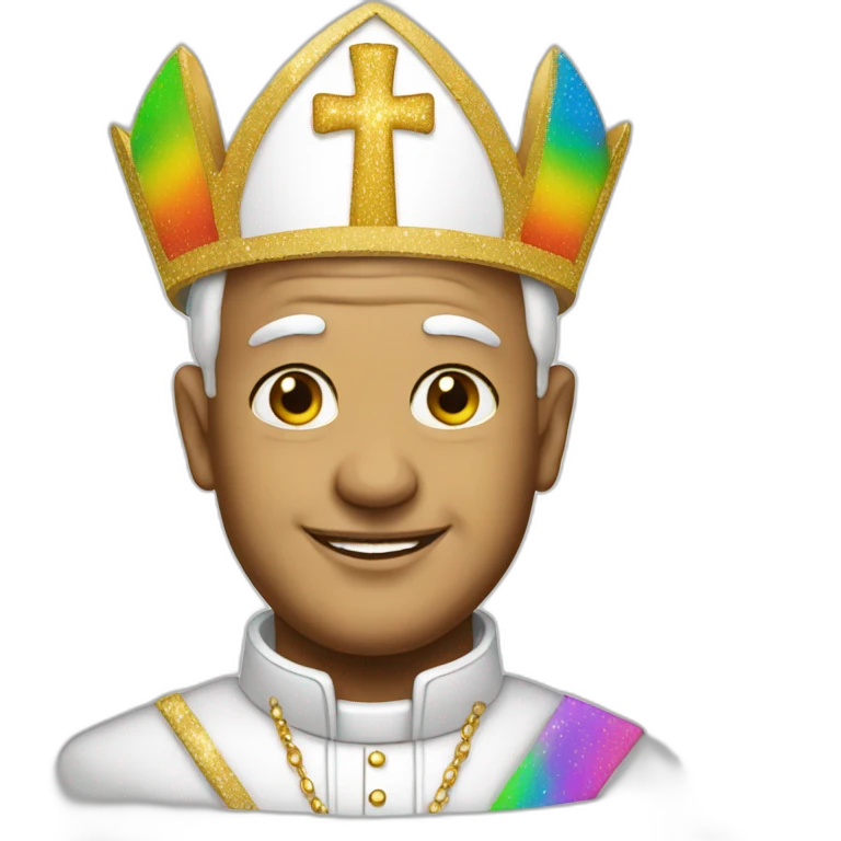 Glittering rainbow pope emoji