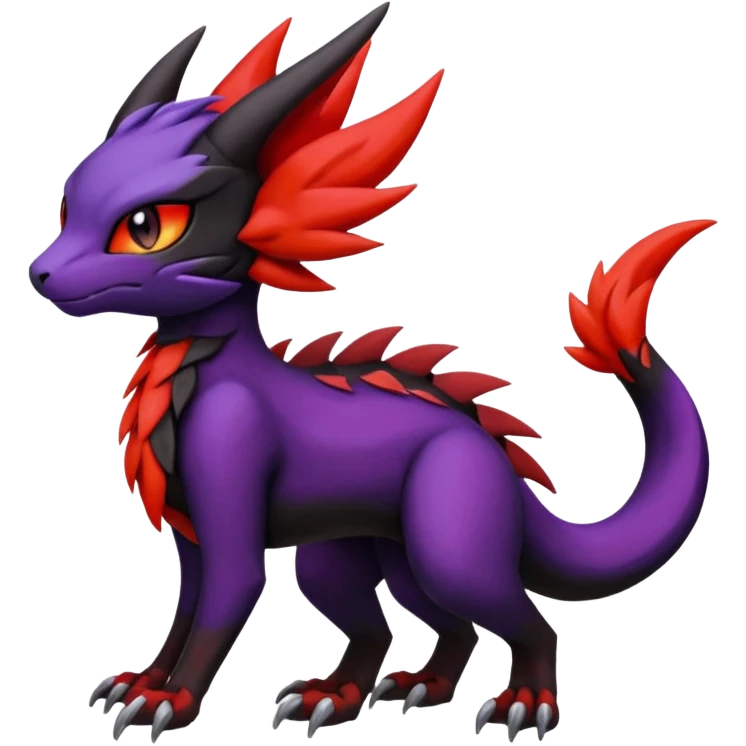 Colorful Cool Badass  Meloetta-Litten-Noivern-Salandit-Guilmon-Darkrai-Pokémon-Fakémon-fusion-hybrid-creature emoji