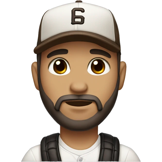 Chibi male, baseball cap brown eyes, brown beard emoji